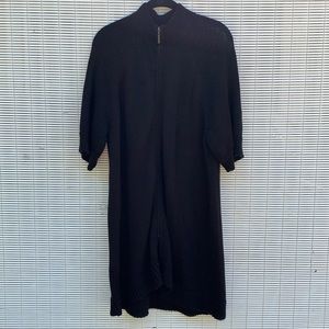 Long Black Knit Zippered Cardigan